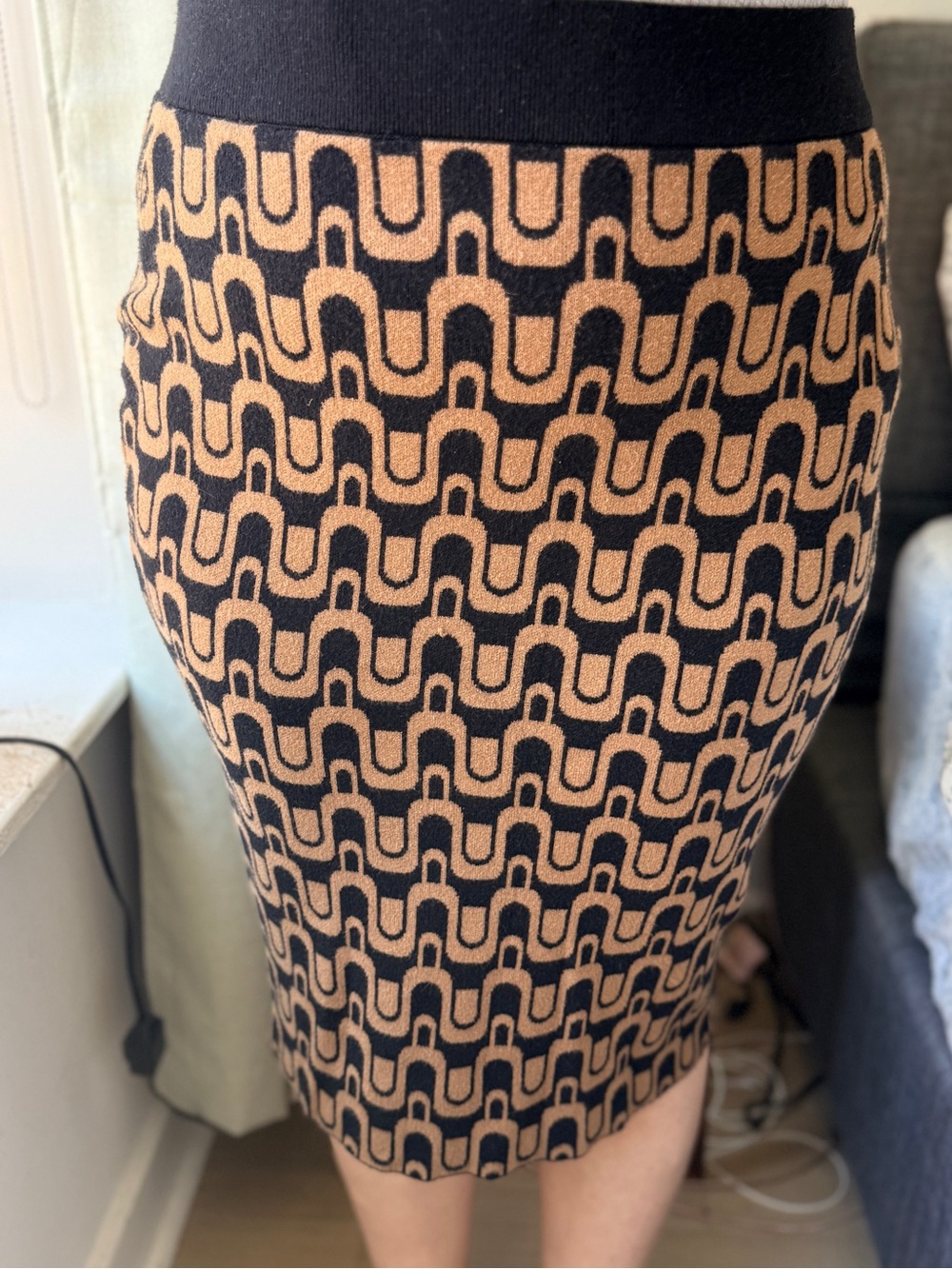 Maeve Anthropologie Geometric Knit Midi Pencil Skirt Large